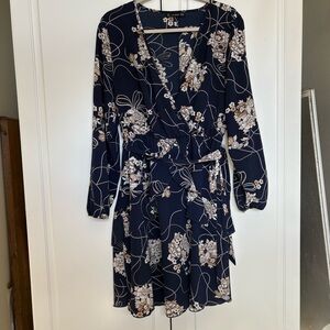 NWOT Floral Navy Wrap Dress